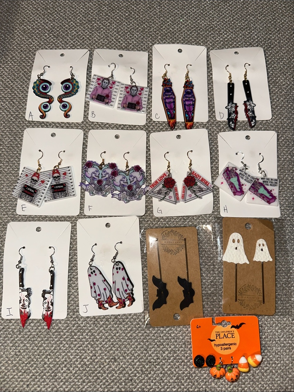 PICK ONE Halloween-Themed Dangle Earrings - Purple, White, Black